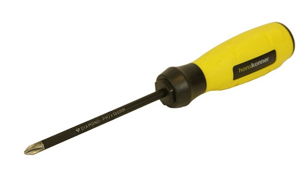 Отвёртка крестовая Hanskonner 2x100 АЛМАЗН. НАКОНЕЧ, твердость 59 HRC, S2, HK1040-16-PH2-100