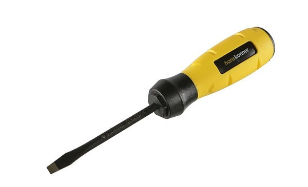 Отвёртка шлицевая Hanskonner 5x75 АЛМАЗН. НАКОНЕЧ, твердость 59 HRC, S2, HK1040-16-SL5-75