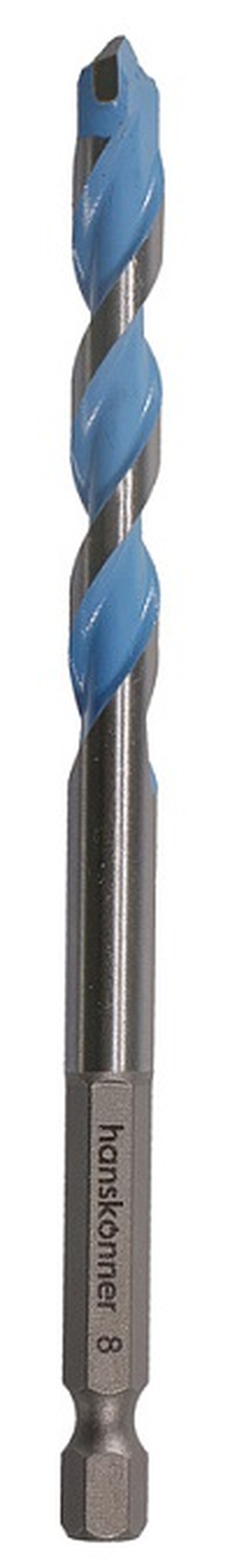 Сверло универсальное Hanskonner, 8мм, твердосплавная напайка, шестигр. хвостовик, H1055-08-08