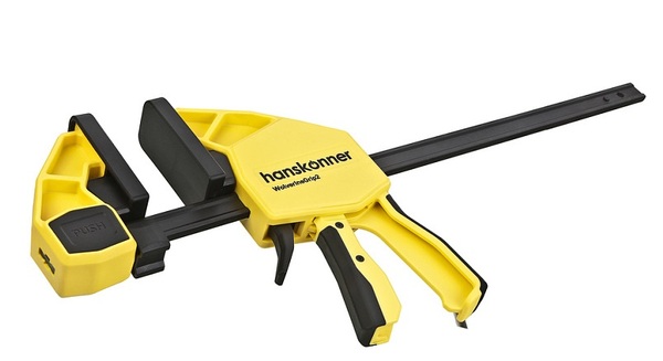 Струбцина быстрозажимная Hanskonner 300мм, резиновые накладки, 300кгс, сжим-разжим, HK1078-09-30