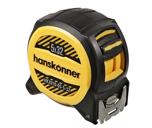 Рулетка Hanskonner 5x32, 1 стоп, ВЫЛЕТ ПОЛОТНА 3.6-3.8м, МАГНИТ ДЕРЖИТ 2кг, HK2010-05-5-32