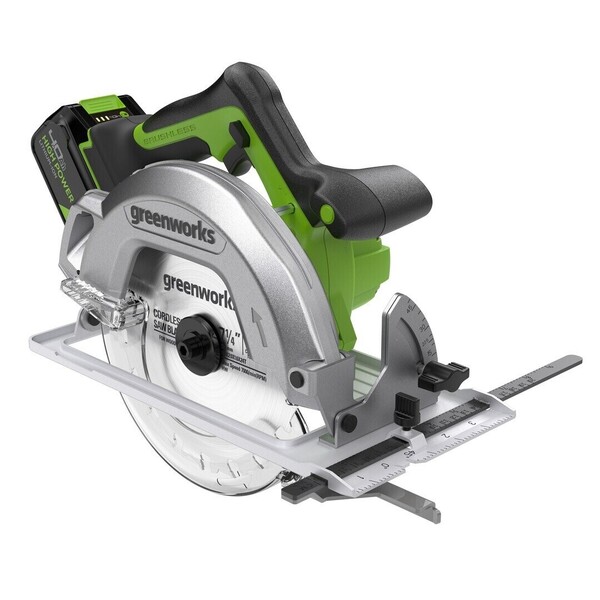 Аккумуляторная дисковая (циркулярная) пила Greenworks 24V GD24CS 1*4Ач, ЗУ 1500907CUB