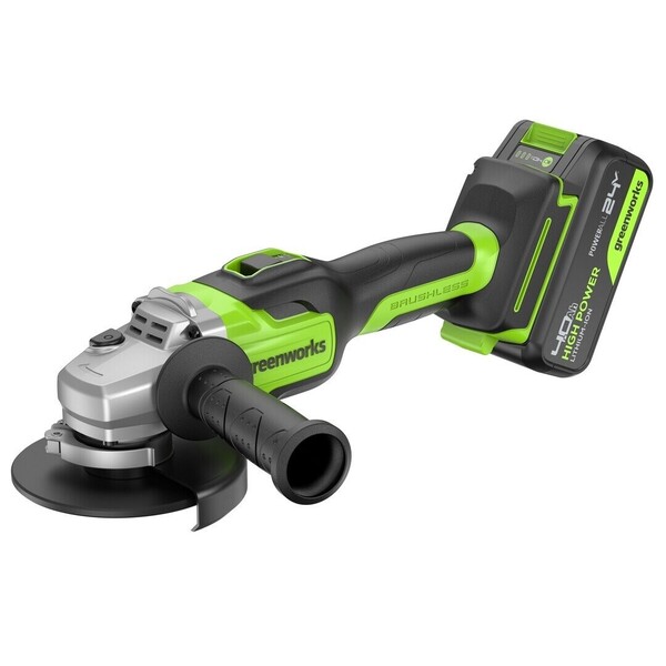 Аккумуляторная угловая шлифовальная машина Greenworks 24V GD24AG 1*4Ач, ЗУ 3200207CUB