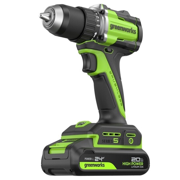 Аккумуляторная дрель-шуруповерт Greenworks 24V DD560 2*2Ач, ЗУ 3708407CUC