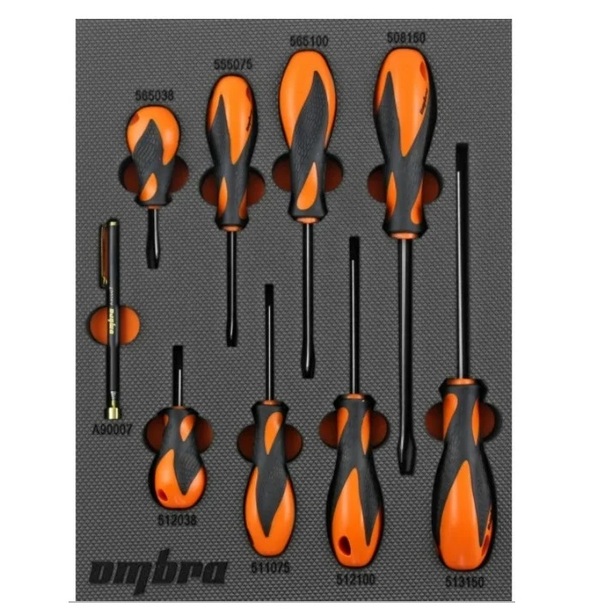 Набор отверток стержневых Basic в EVA ложементе Ombra 280х375 мм, 9 предметов OMT9STE