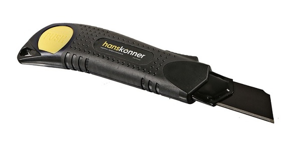 Нож Hanskonner 25мм, обрезиненный корпус, быстрая разблокировка, лезвие SK2 0.7мм, HK1076-08-03