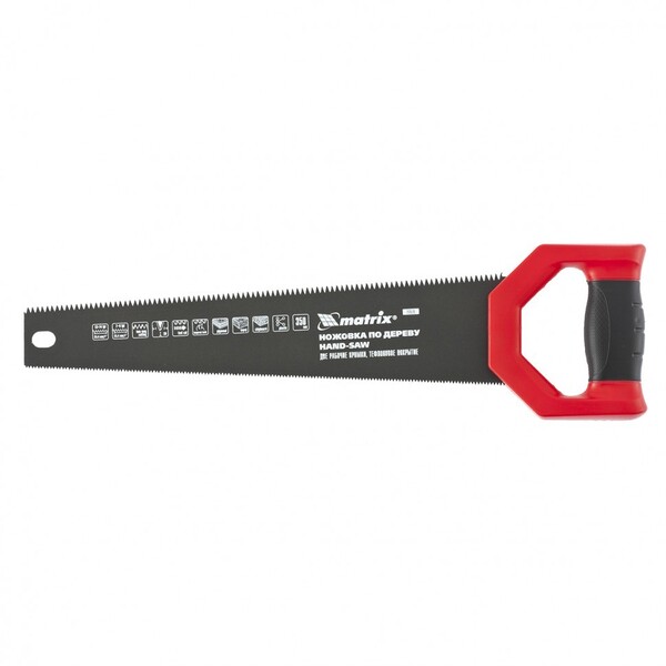 Ножовка по дереву Matrix UNIVERSAL,350 мм,зуб-3D/2D,закал. зуб,две рабочие кромки полотна13-14TPI 23570