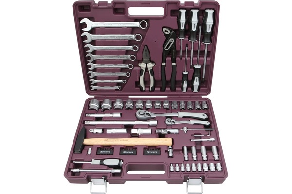 Набор инструмента Thorvik 1/4", 1/2"DR с головками торцевыми 12-гранными, 77 предметов TS077/12 54006