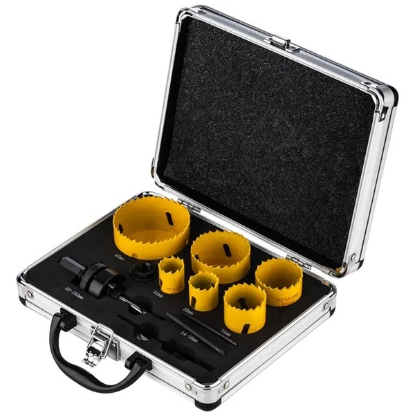 Набор биметаллических коронок KRANZ Bimetal (22,25,35,40,51,67), 11 предметов, металлический кейс KR-92-0202-1