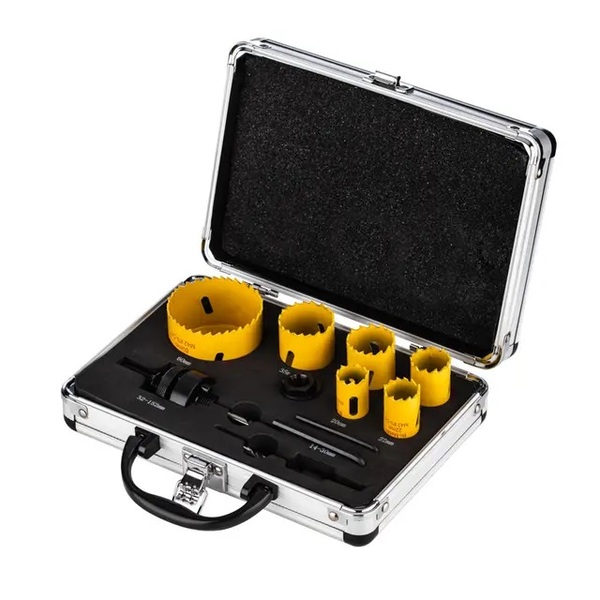 Набор биметаллических коронок KRANZ Bimetal (20,22,25,30,35,60), 11 предметов, металлический кейс KR-92-0201-1