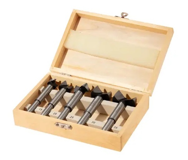 Набор сверл Форстнера (петельных) по дереву KRANZ 10-15-20-25-35 х 73мм, 5 шт, цилиндрический хвостовик KR-91-0792