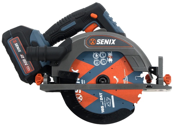 Аккумуляторная циркулярная пила SENIX X2 20V,165 мм, 1акб, 1зу PSCX2-M8-EU