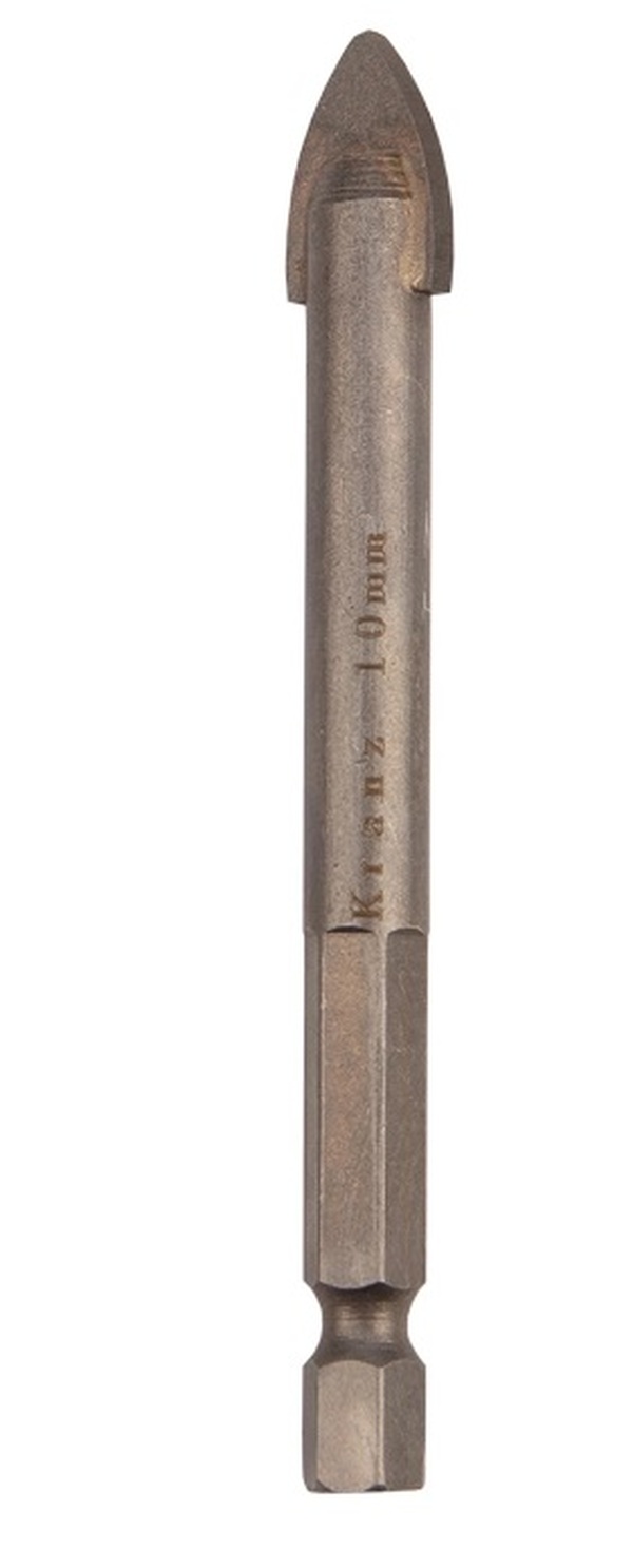 Сверло по стеклу и керамике Kranz 10 мм, 2 грани, шестигранный хвостовик KR-91-0644