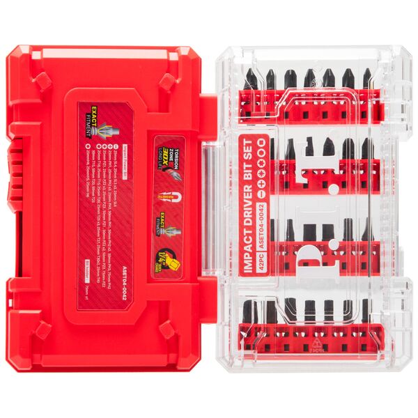 Набор ударных магнитных бит P.I.T. DRUA  42шт, биты 25мм/50мм/75мм, держатель бит, кейс  ASET04-0042