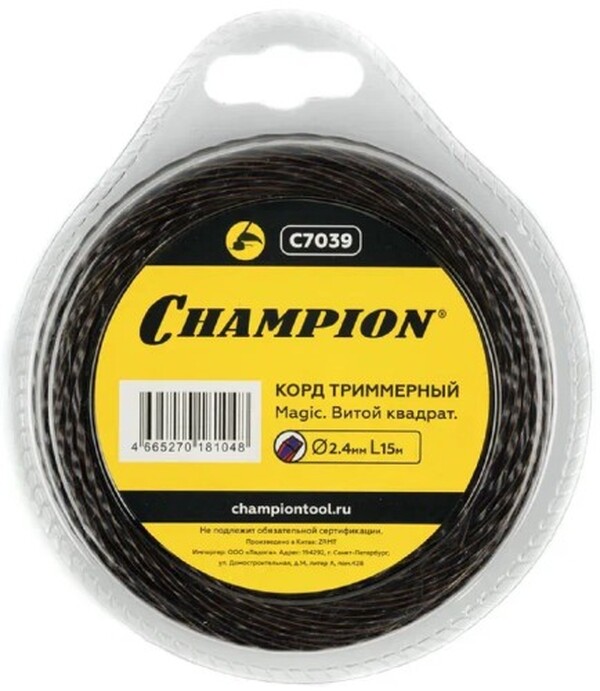 Леска Champion Magic 2,4мм*15м витой квадрат C7039
