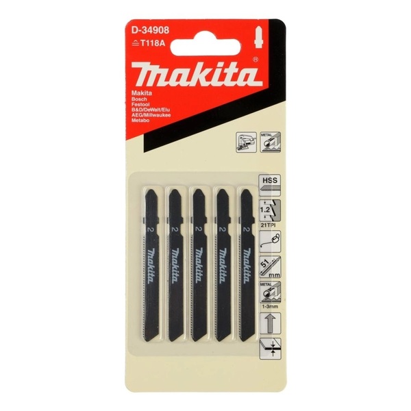 Пилки для лобзика по металлу Makita Basic 75*1*21TPI (5шт) D-34908