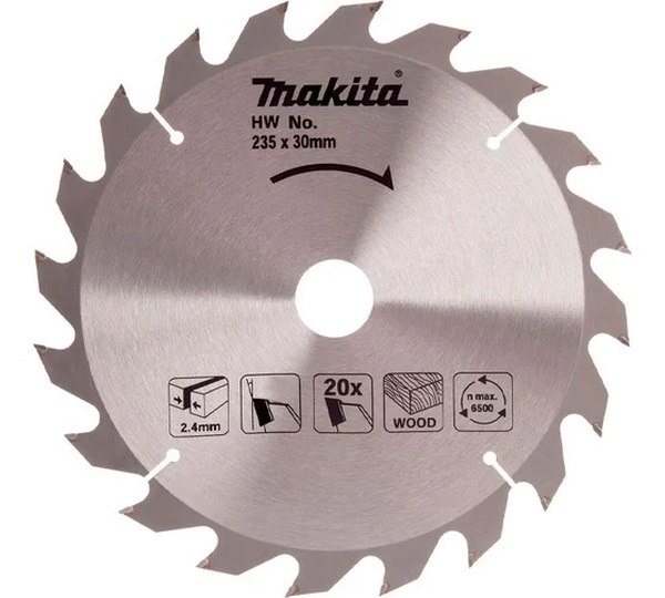 Диск пильный по дереву Makita 235*30/25*2.4/1.6*20T D-81480