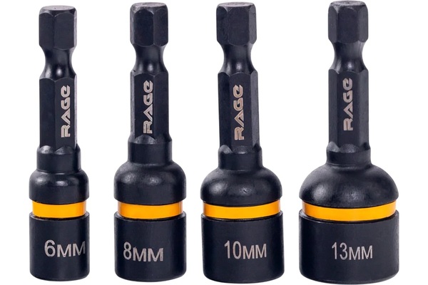 Набор торцевых головок RAGE для кровельных саморезов 6,8,10,13мм х 48мм CrV HEX 554800