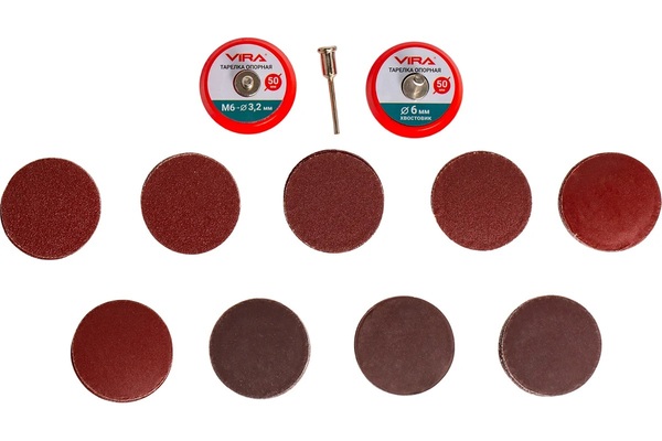 Набор шлифовальных кругов VIRA на липучке 50мм 93 предмета Р80-Р2000 558070
