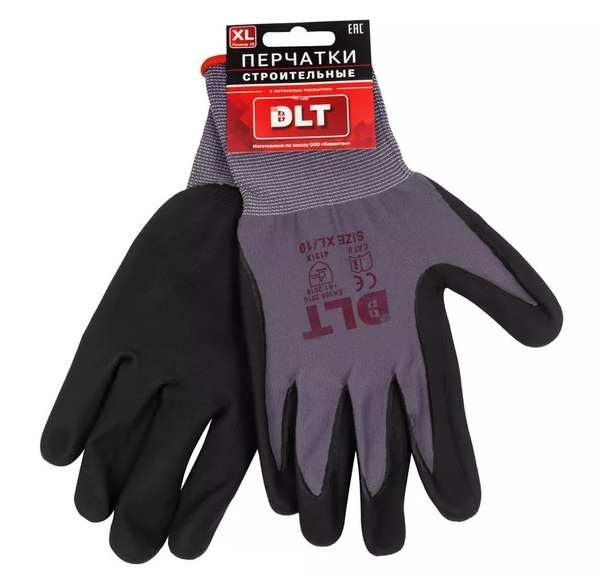 Перчатки строительные DLT с латексным покрытием, размер 10 XL  3759