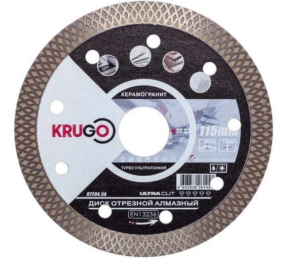 Диск алмазный Krugo 115*1.4*22.23*10мм  по твердой керамике  RTF45A