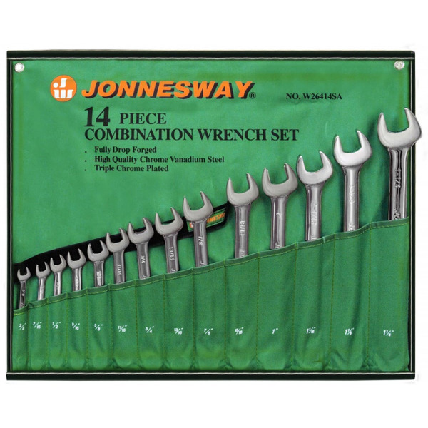 Набор ключей комбинированных Jonnesway дюймовых 3/8"-1-1/4" 14 предметов W26414S 49030