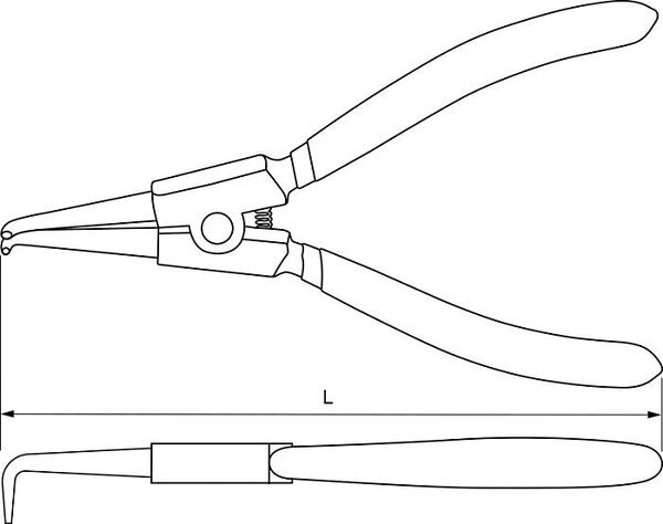 Щипцы для стопорных колец Thorvik загнутый разжим 180мм ERBP180 052191