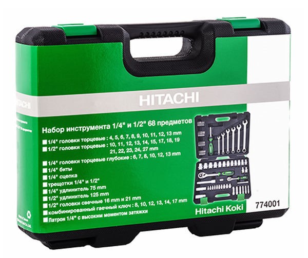 Набор инструмента Hitachi 1/4" и 1/2" 68 пр. 774001