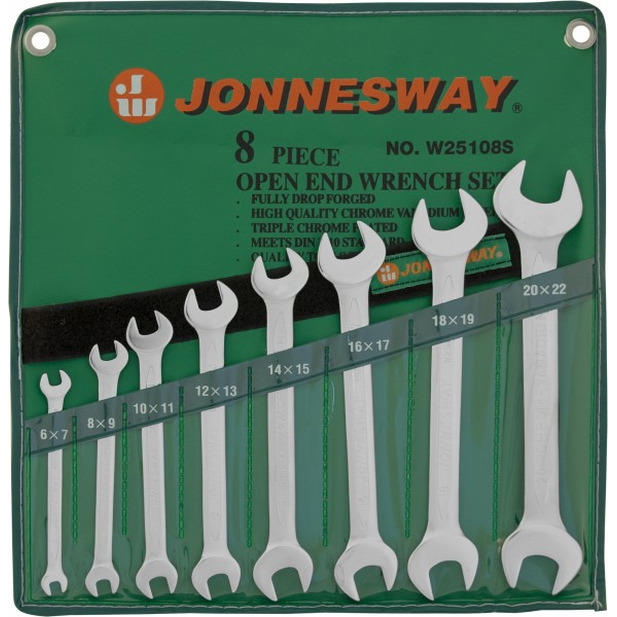 Набор ключей рожковых Jonnesway 8 пр. 6-22мм в сумке W25108S набор рожковых ключей кгд 8 эк 8 22мм 8шт в сумке пвх кзсми