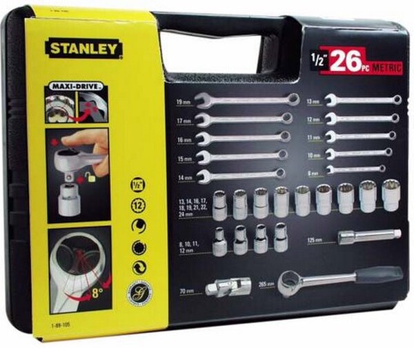 Набор головок торцевых для гаечных ключей Stanley сталь 26 предметов 1-89-105