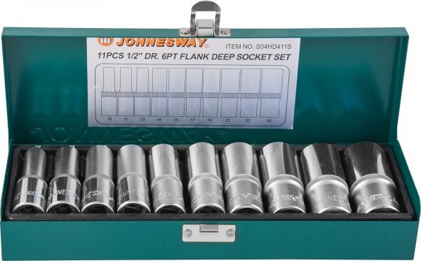 Набор головок торцевых глубоких Jonnesway 1/2"DR 10-24 мм 11пр S04HD411S 47243