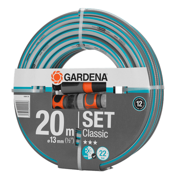 цена Шланг Gardena Classic 13мм 1/2 20м+комплект 18004-20.000.00