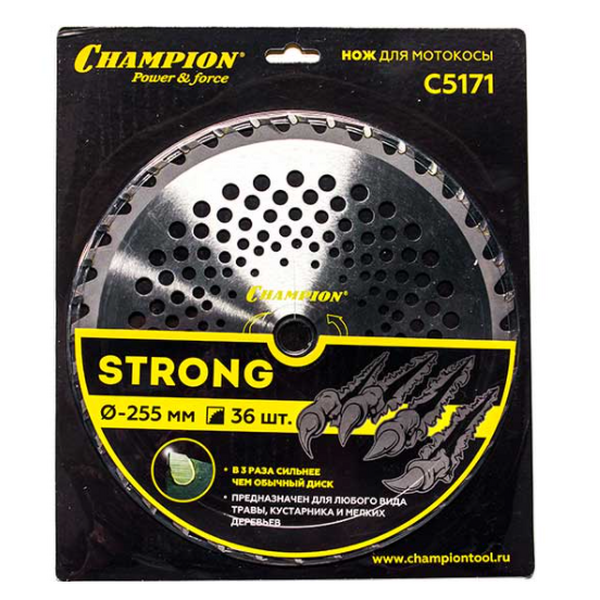 Нож с зубцами из твердого сплава Champion Strong 36/255/25,4 C5171 нож champion strong 36 255 25 4