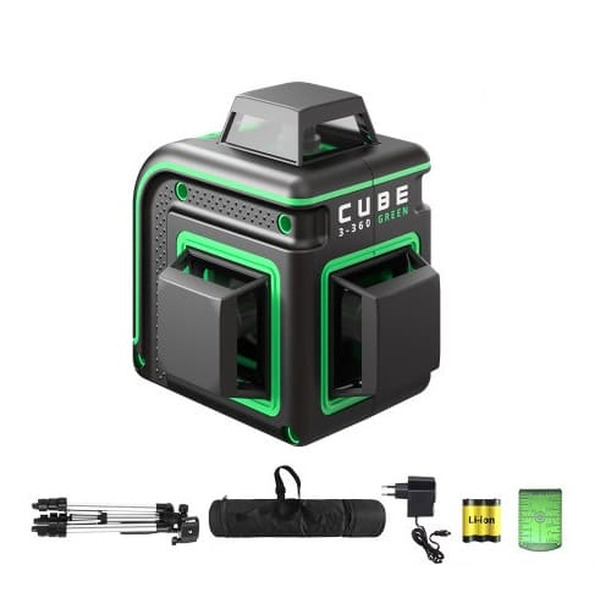 Нивелир лазерный ADA CUBE 3-360 GREEN Professional Edition А00573 нивелир лазерный cube 360 2v professional edition ada a00570