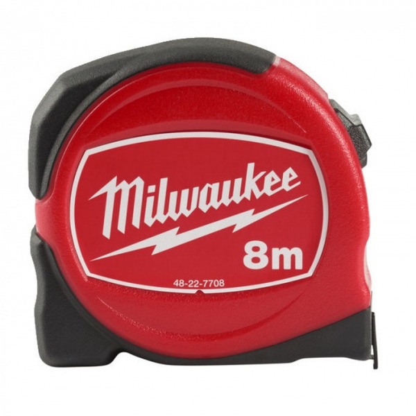 Рулетка Milwaukee Slim 8м*25мм 48227708 рулетка автостоп 8м 25мм резин корпус утол сталь лента с лаковым покрытием 888