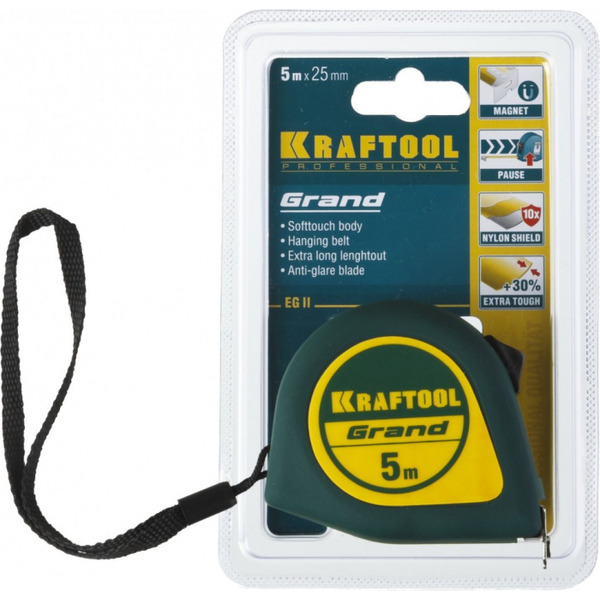 Рулетка Kraftool Grand 5м*25мм 34022-05-25 рулетка kraftool grand 34022 05 19 5 м х 19 мм