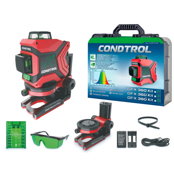 Нивелир лазерный Condtrol GFX 360-2 Kit 1-2-403 нивелир лазерный condtrol gfx 360 kit 1 2 402 с настенным креплением и очками