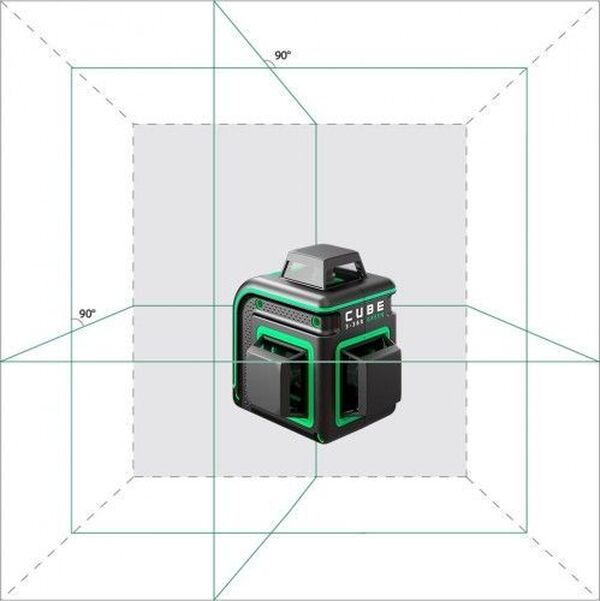 Нивелир лазерный ADA CUBE 3-360 GREEN Basic Edition+Штатив-штанга элевационный ADA SILVER PLUS в комплекте с треногой (3,6 м) А00679
