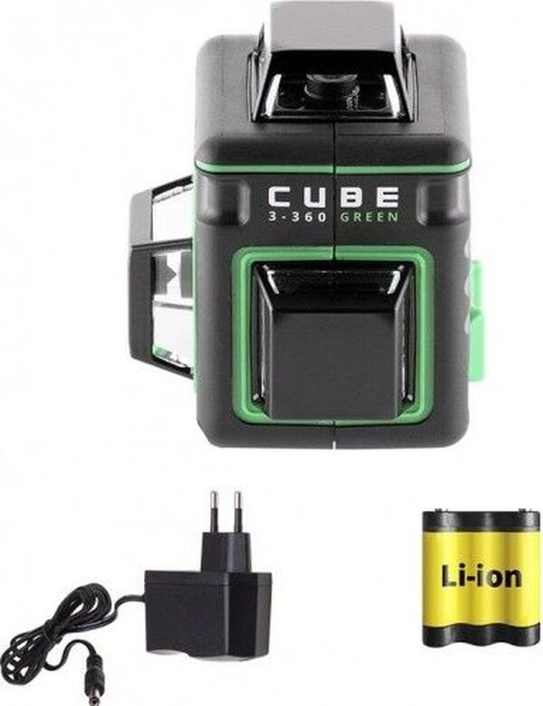 Нивелир лазерный ADA CUBE 3-360 GREEN Basic Edition+Штатив-штанга элевационный ADA SILVER PLUS в комплекте с треногой (3,6 м) А00679
