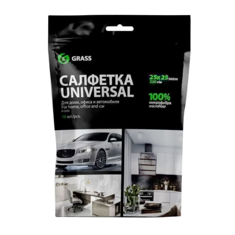 Салфетка микрофибра Grass 220г/м 25*25см 10шт IT-0459