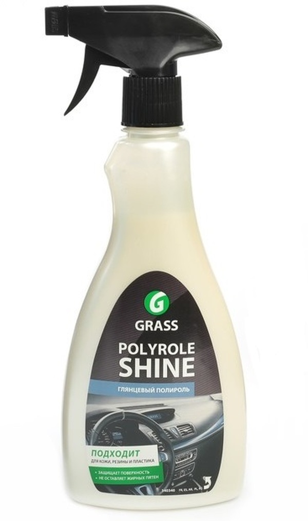 Полироль глянцевая для кожи, резины и пластика Grass "POLYROLE SHINE 0,5л. 340340