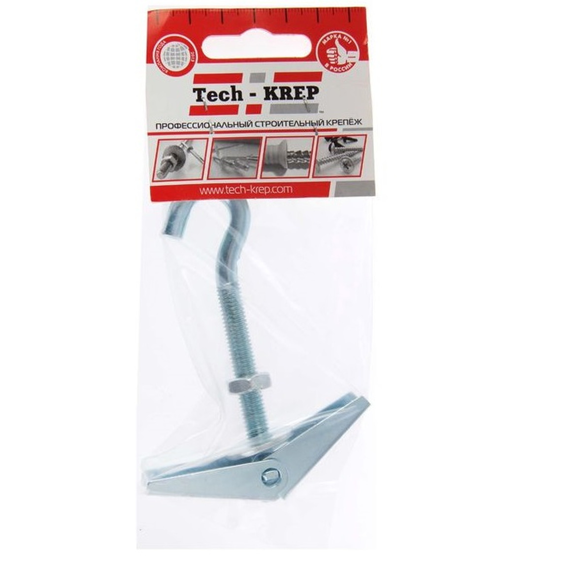 Анкер складной пружинный с крюком М8 1 шт - пакет Tech-Krep 103901 анкер складной пружинный с крюком м4 tech krep 1шт 75х4мм