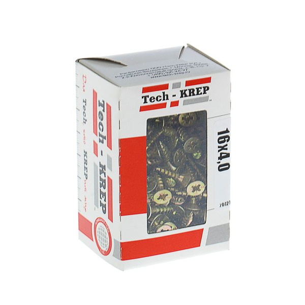 Саморезы универсальные  16х3,5 мм (200 шт) желтые - коробка с ок. Tech-Krep 102231