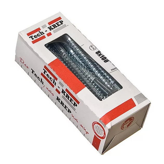Болт DIN 571  сантехнический оцинк 8х100 (20шт) - коробка с ок. Tech-Kr 126559