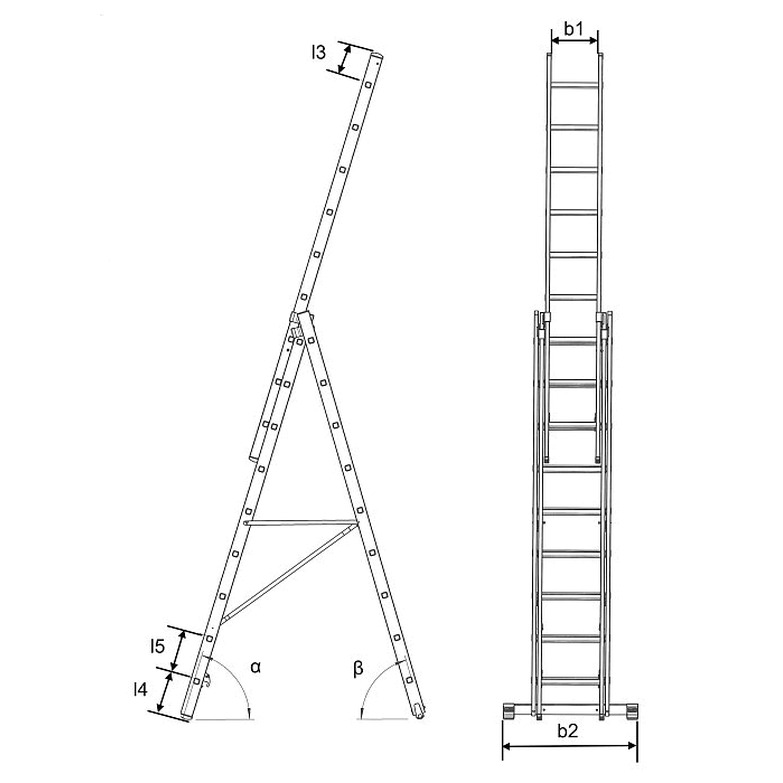 Лестница трехсекционная Krause Corda 3*6 (с дополнительной функцией) 013361