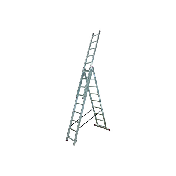Лестница трехсекционная Krause Corda 3*9 с дополнительной функцией 013392 универсальная лестница krause corda с доп функцией 3х8