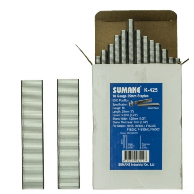 Скобы Sumake К-425 для 90/25 90/40 25мм 5000шт 31892 шпилька sumake р0 6 25 25мм для р0 6 25 30 10000шт 30420