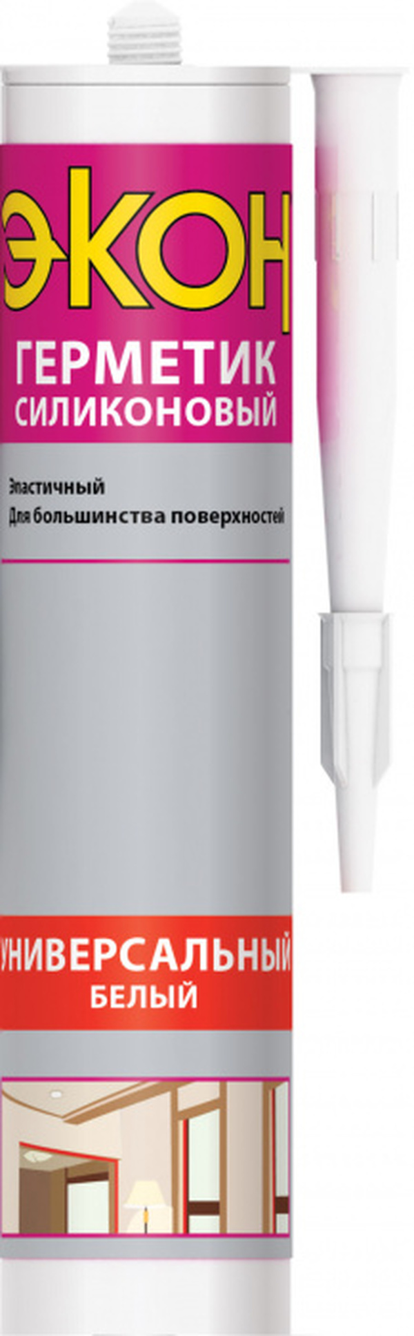 Герметик ЭКОН силиконовый Универсальный белый  280мл; 12шт в упак. /2229431