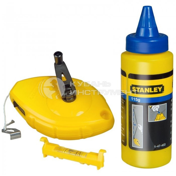 Набор для разметки Stanley:мел.порошок 115г,шнур 30м,уровень 0-47-443