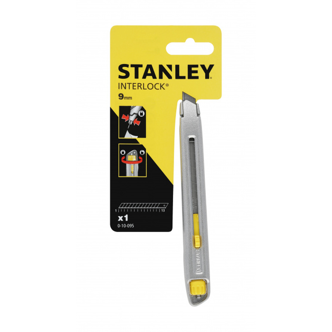 монтажный нож stanley interlock 0 10 018 18 мм Нож Stanley Interlock 9,5мм металл.корпус 0-10-095